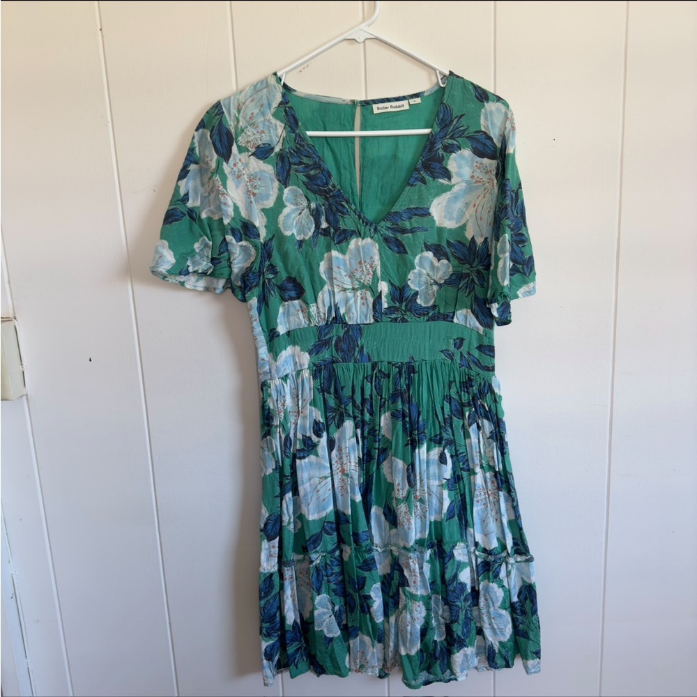Roller Rabbit Medium Green Floral Dress